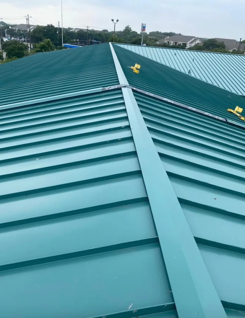 Green commercial metal roof ridge and valley for Metal Roof Repair in Gladstone
